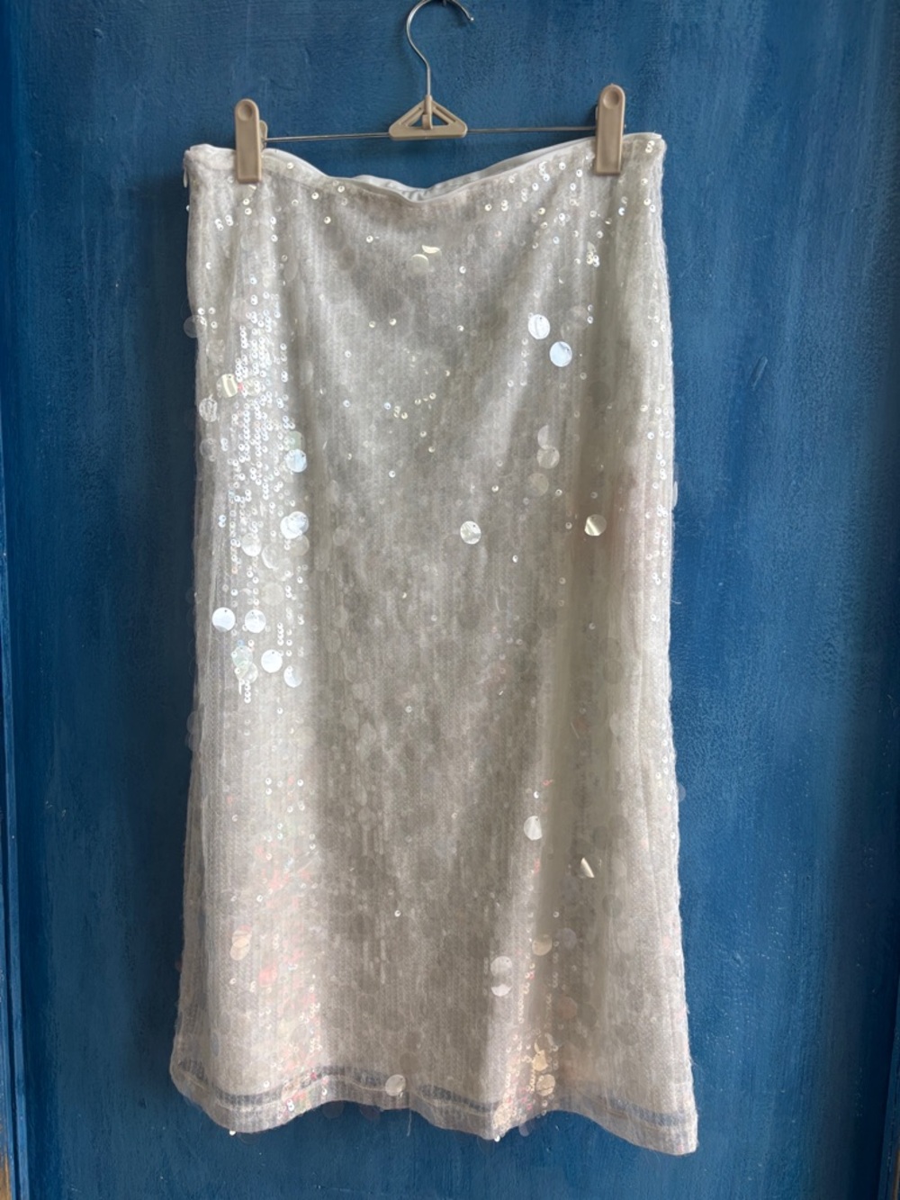 Cider Ivory Sequin A-Line Midi Skirt